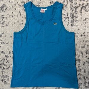 Mens Lacoste L!VE Teal Blue Tank with Green Crocodile Patch. Large. *RARE